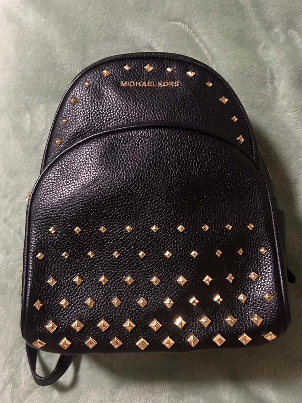 Michael Kors Black Leather Mini Backpack with Gold Studs